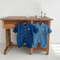 Load image into Gallery viewer, Baby Denim Bear Embroidered Jumpsuit