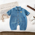 Load image into Gallery viewer, Baby Denim Bear Embroidered Jumpsuit