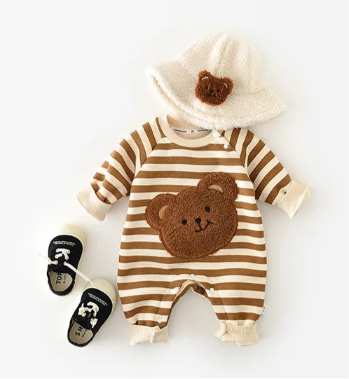 Striped Plushie Bear Toy Romper