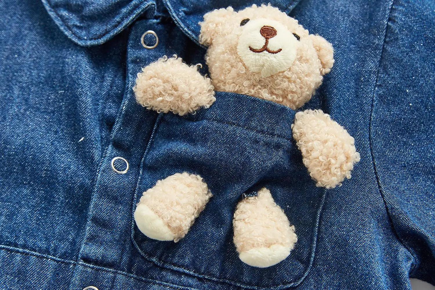 Plushie Bear Toy Denim Romper