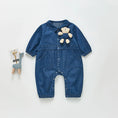 Load image into Gallery viewer, Plushie Bear Toy Denim Romper
