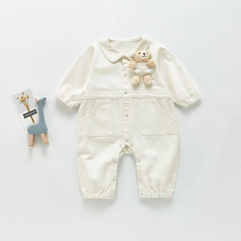 Plushie Bear Toy Denim Romper