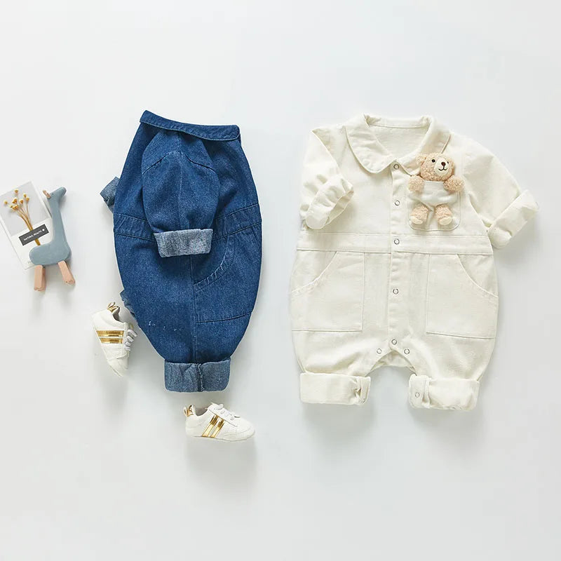 Plushie Bear Toy Denim Romper