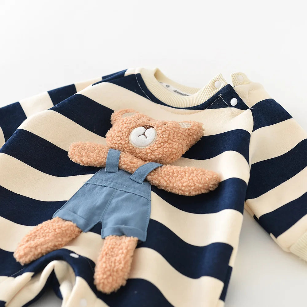 Striped Plushie Bear Toy Romper