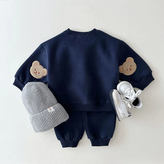 Chenille Elbow Embroidered Bear Tracksuit