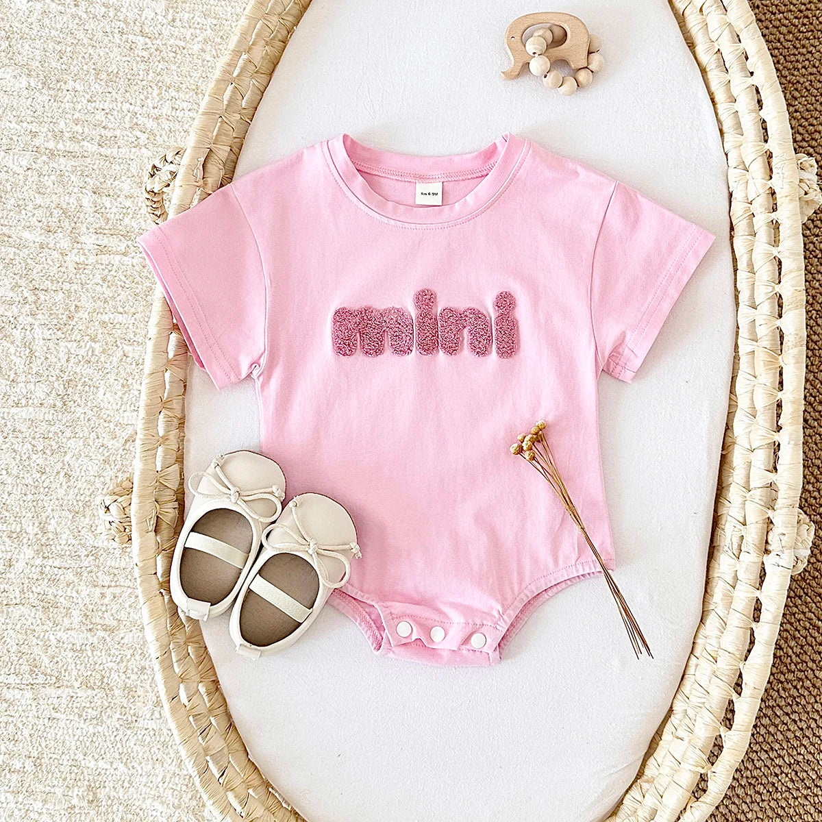 ‘MINI’ Plush Letter Romper