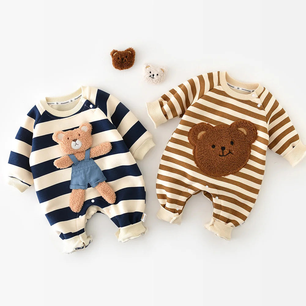 Striped Plushie Bear Toy Romper