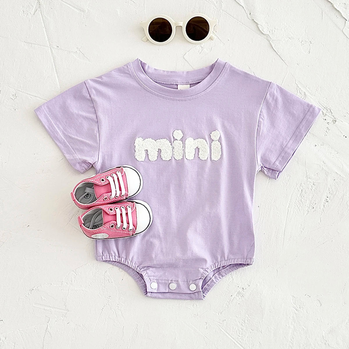 ‘MINI’ Plush Letter Romper