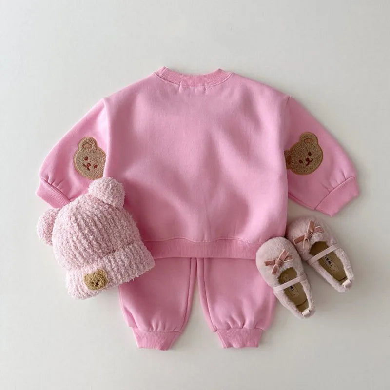 Chenille Elbow Embroidered Bear Tracksuit