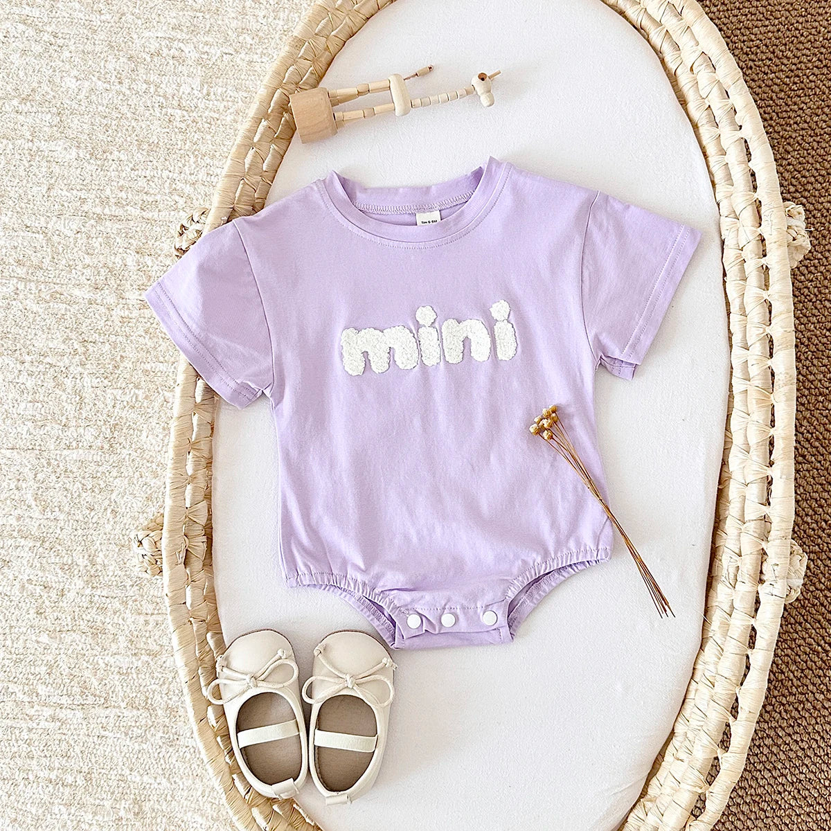 ‘MINI’ Plush Letter Romper