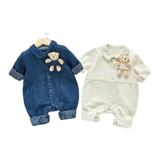 Plushie Bear Toy Denim Romper