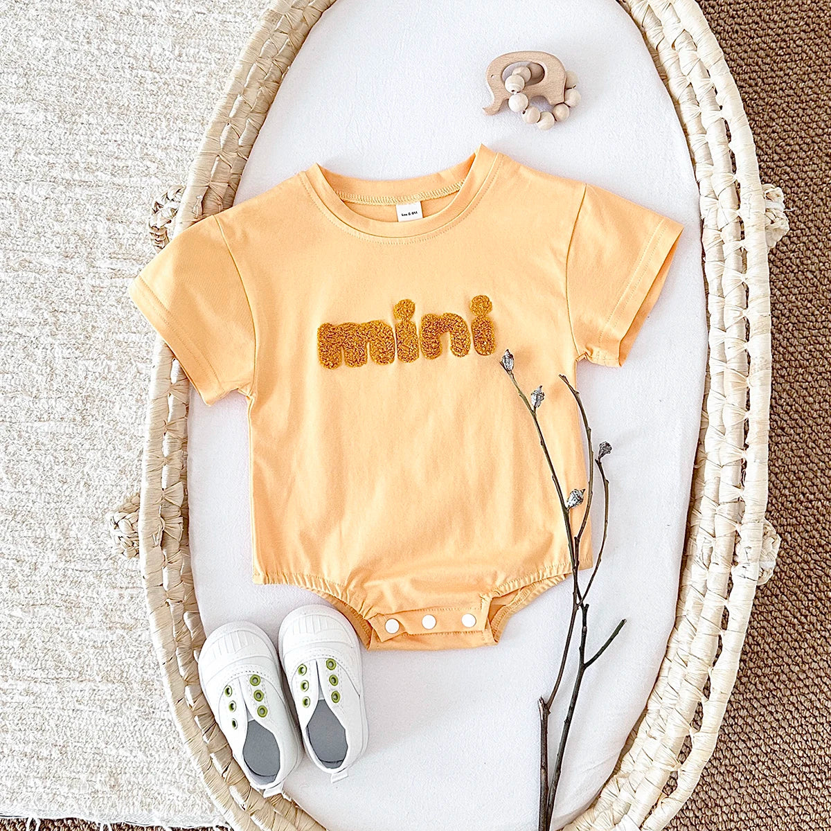 ‘MINI’ Plush Letter Romper