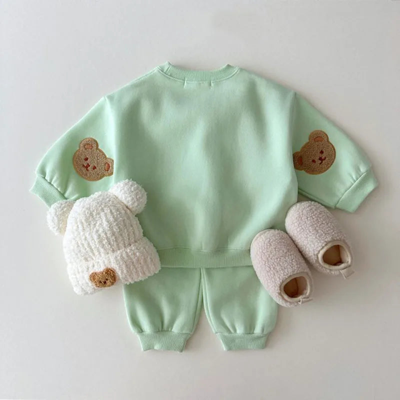 Chenille Elbow Embroidered Bear Tracksuit