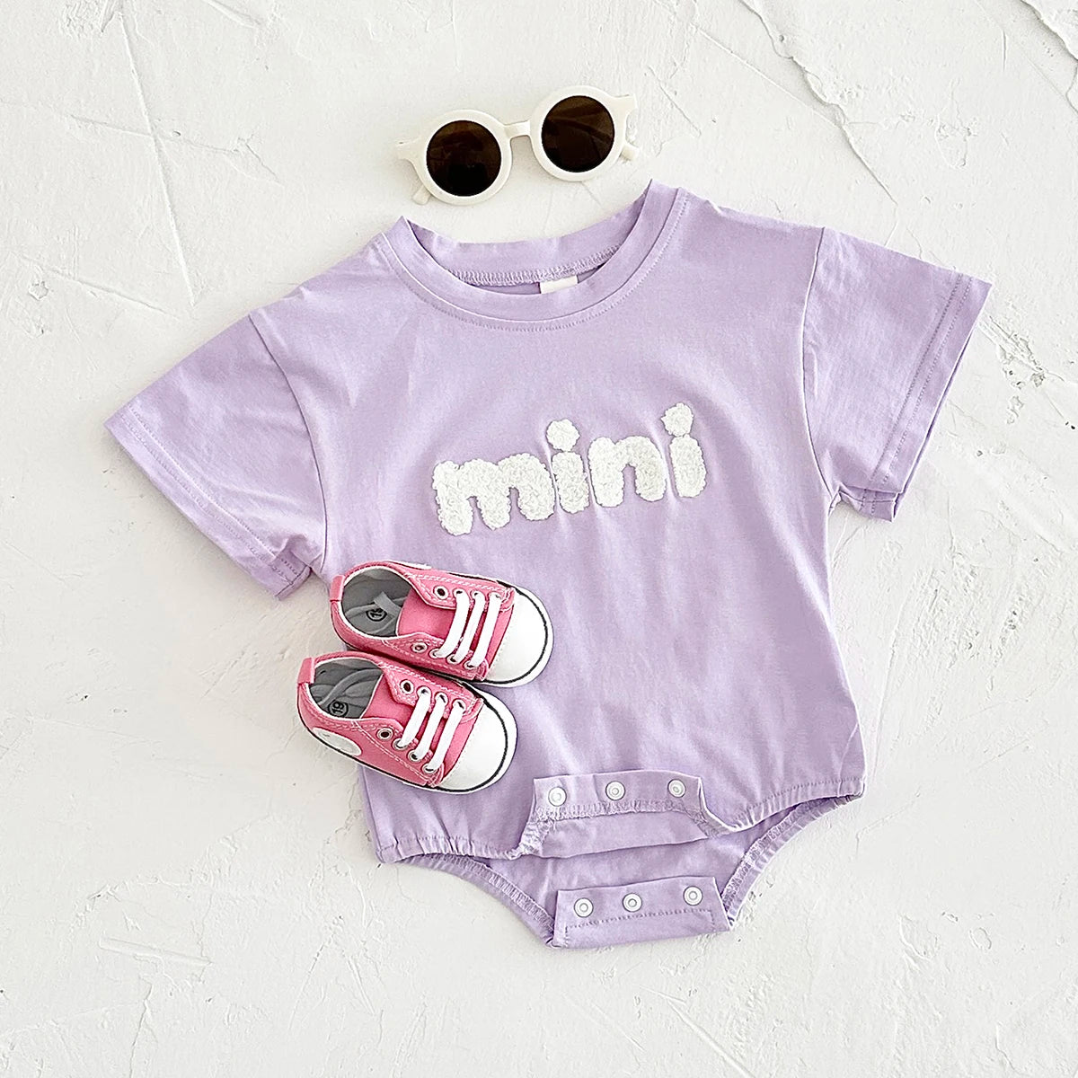 ‘MINI’ Plush Letter Romper