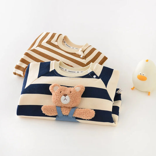 Striped Plushie Bear Toy Romper