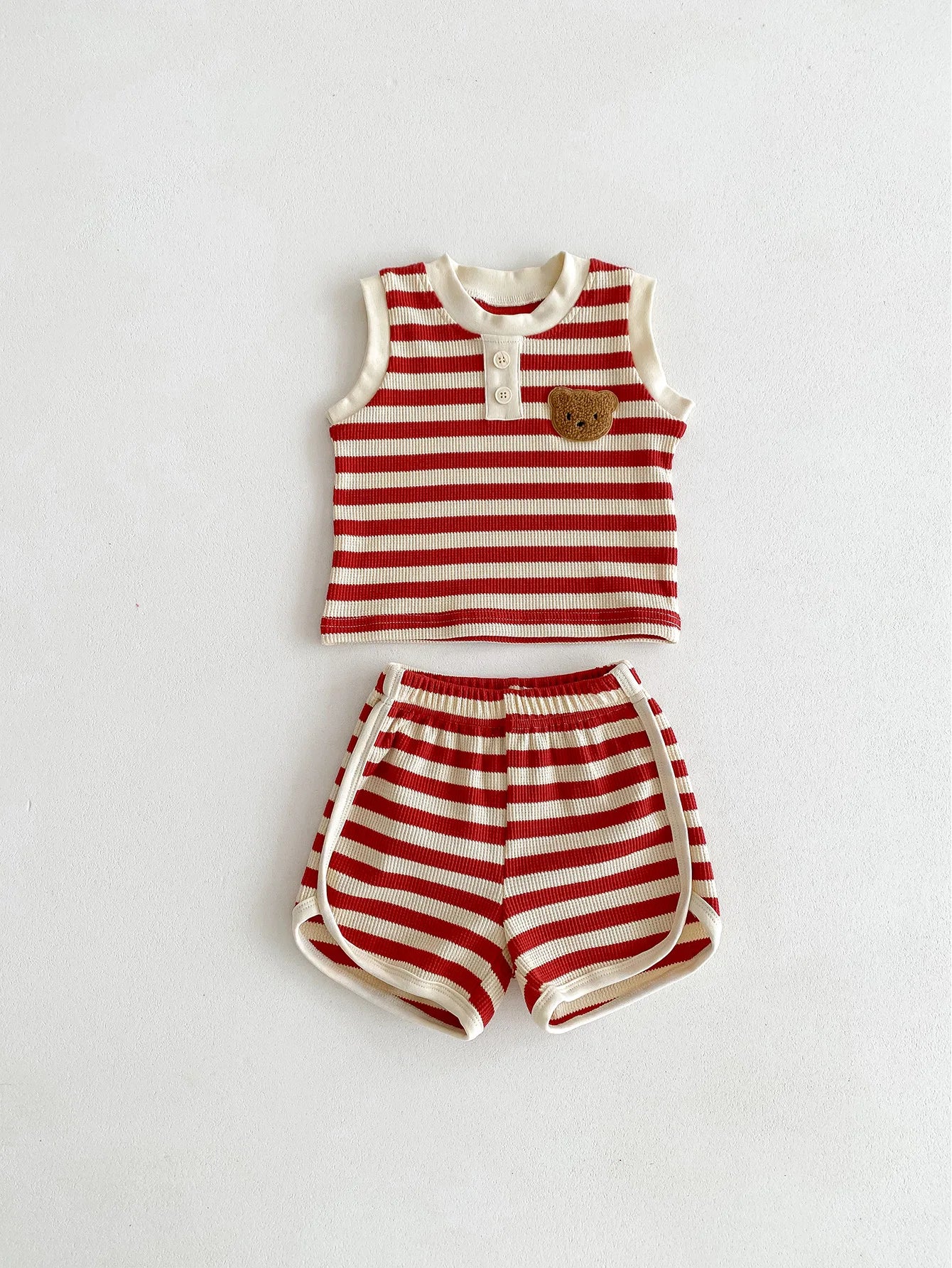 Sleeveless Tee And Shorts Set Waffle Bear