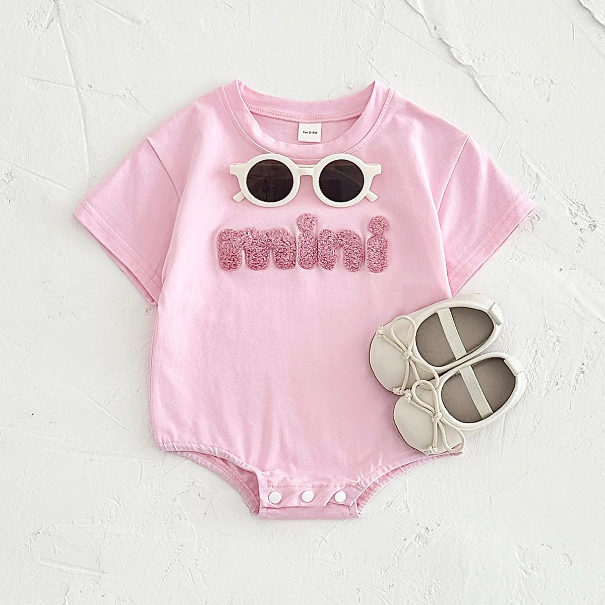 ‘MINI’ Plush Letter Romper