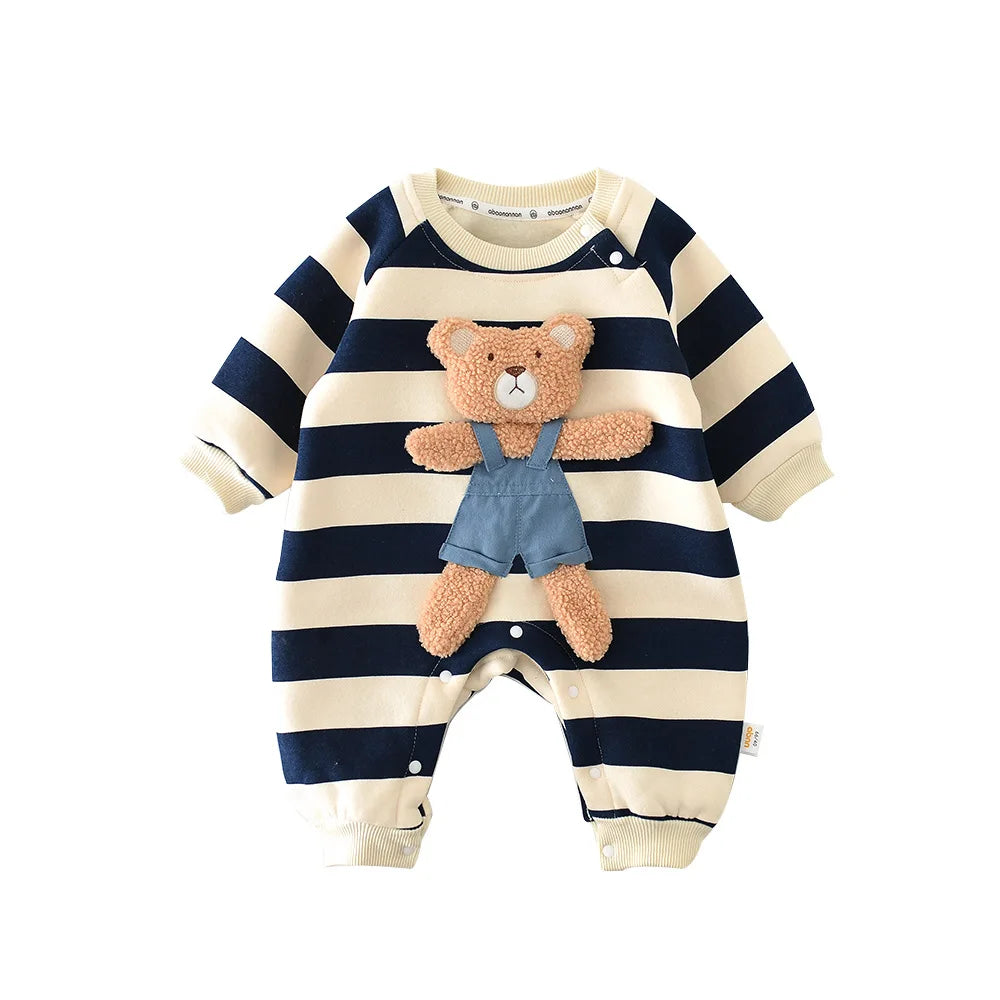 Striped Plushie Bear Toy Romper