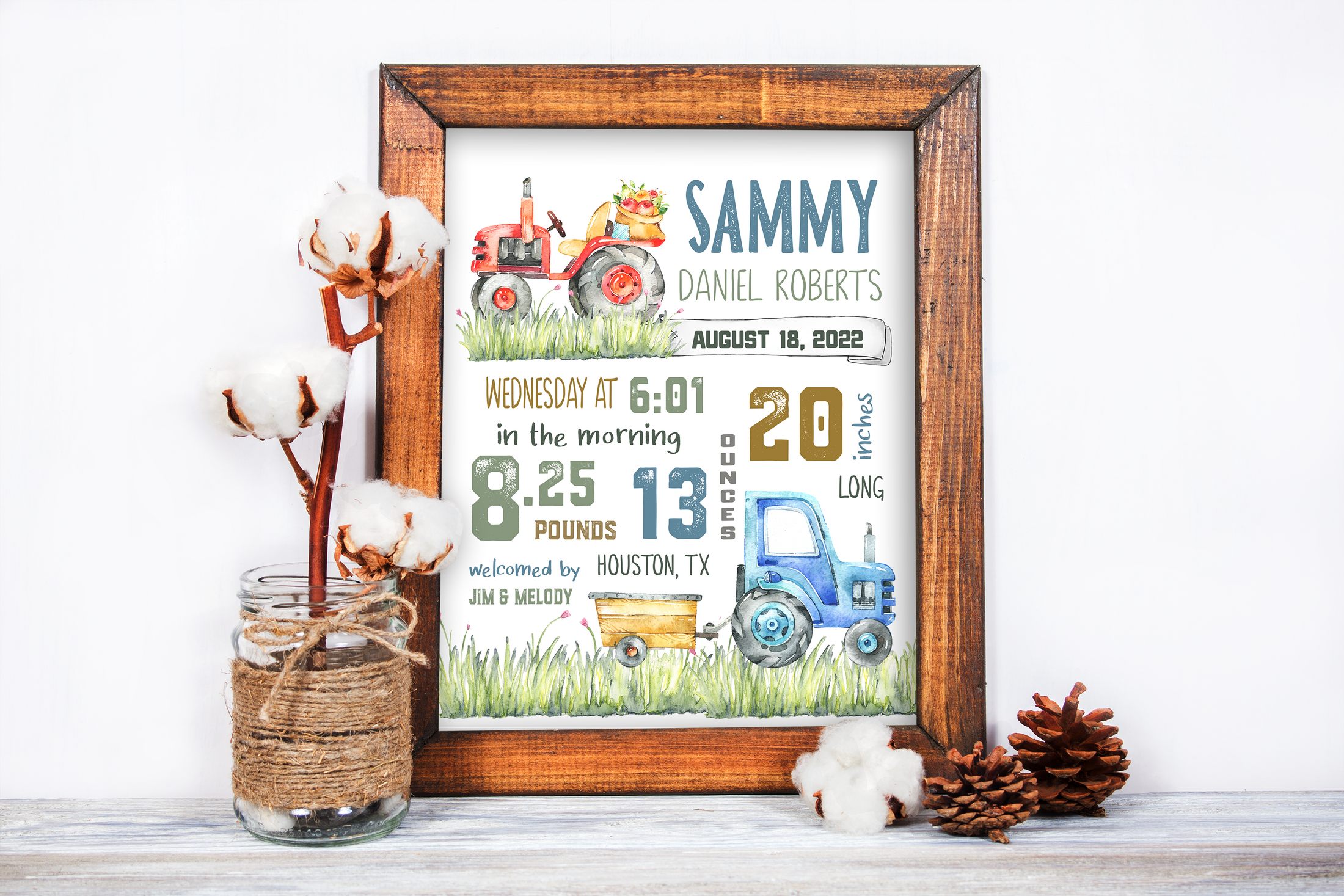 Personalized Baby Gift, Farm themed nursery decor