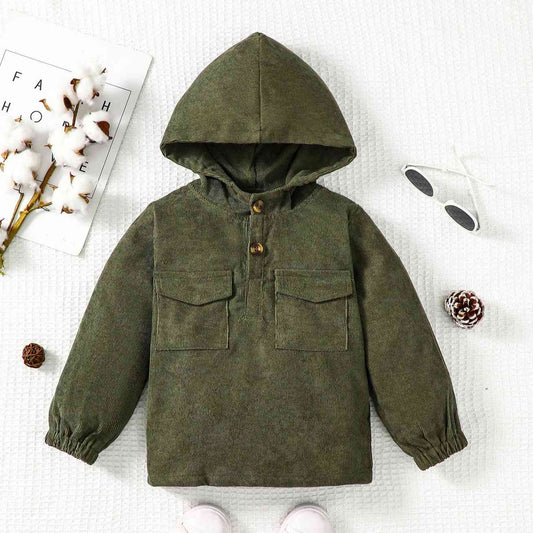 Buttoned Hoodie with Pockets