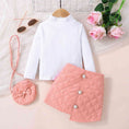 Load image into Gallery viewer, Girls Knit Top and Decorative Button Skirt Set with Bag
